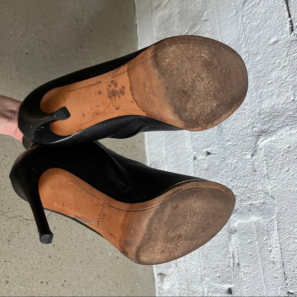 Givenchy Black Leather Stiletto Heeled Boots with Gold Metal Detail - Picture 7 of 11